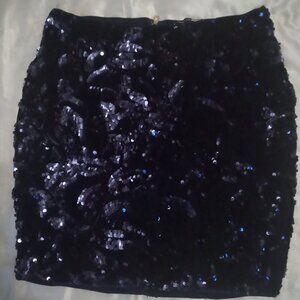 Fashion Nova women's sequin ultra mini skirt sizeM navy glamwear dressy